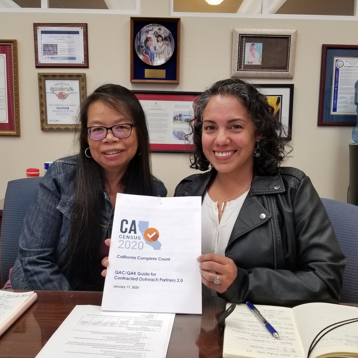 Celia Cudiamat and Margarita Luna at a meeting of the Inland Empire Census Funders Table, a project of the Funders Alliance of San Bernardino & Riverside Counties.
