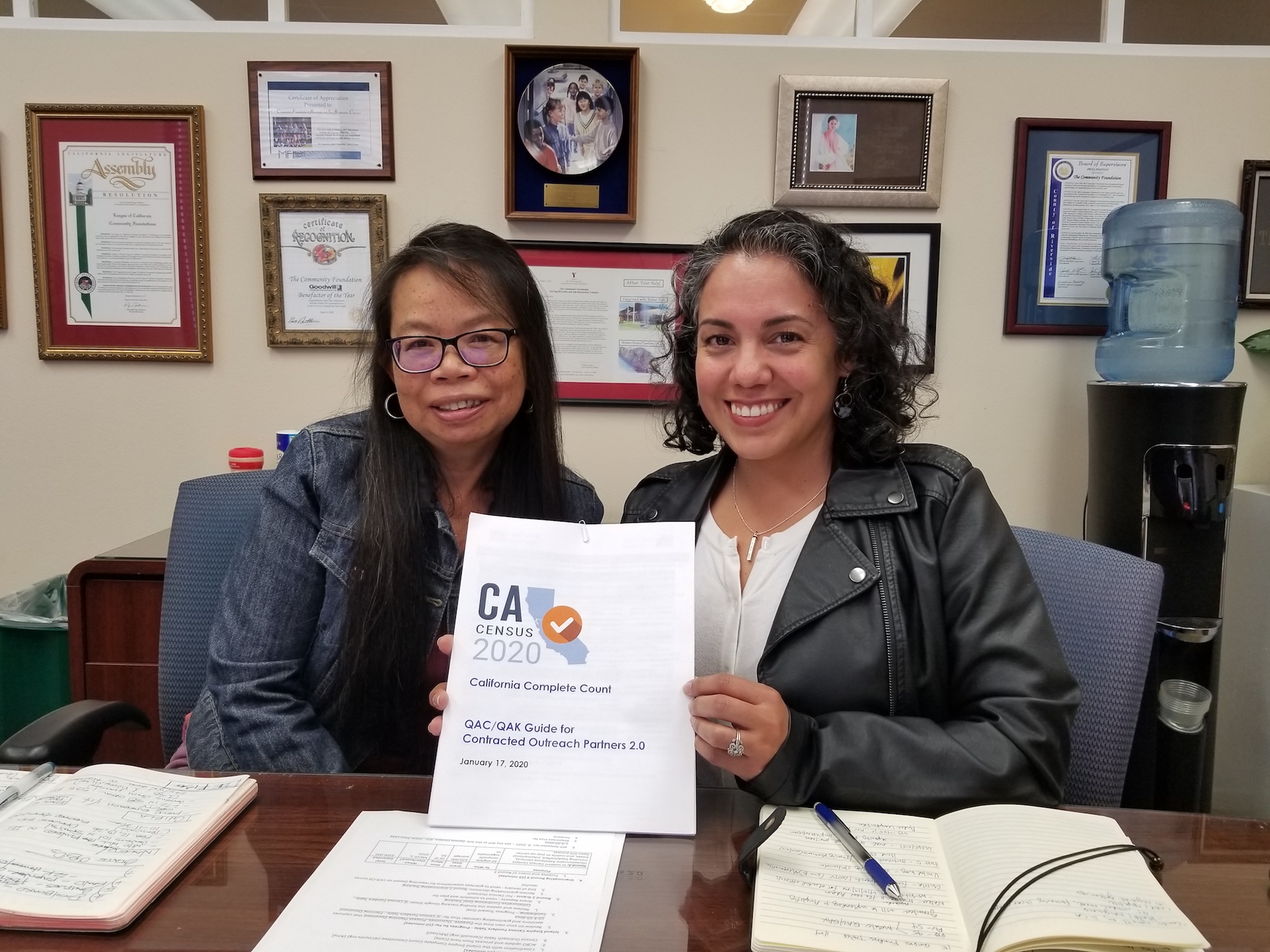 Celia Cudiamat and Margarita Luna at a meeting of the Inland Empire Census Funders Table, a project of the Funders Alliance of San Bernardino & Riverside Counties.
